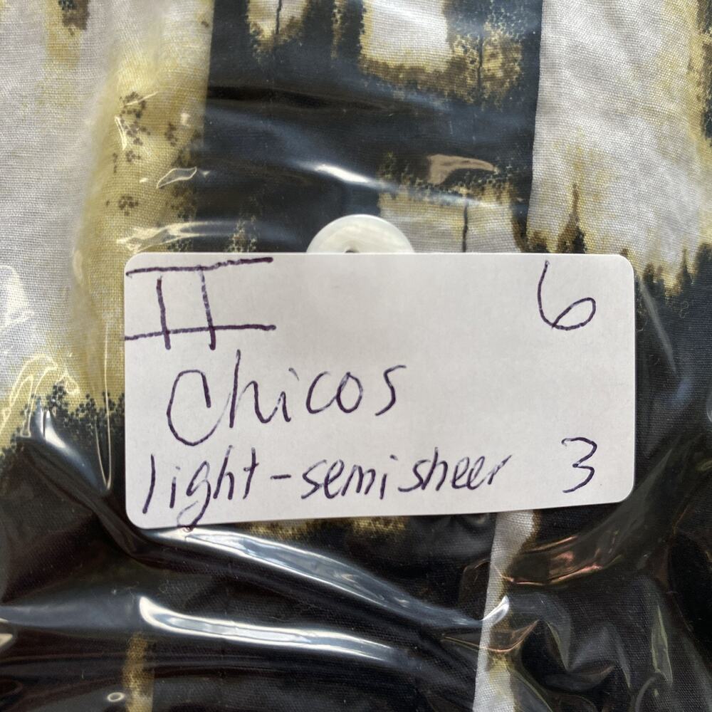 Chicos Top Size 3 Black Abstract Print Button Up Lightweight Neutral Artsy XL 1X - Picture 14 of 14